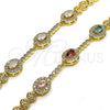 Oro Laminado Fancy Bracelet, Gold Filled Style with White Cubic Zirconia and White Micro Pave, Polished, Golden Finish, 03.283.0255.1.07 (06 MM Thickness, 7 Inches Length)
