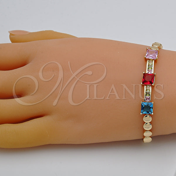 Gold Filled Bracelet — Fancy Bracelet with Multicolor Cubic Zirconia Polished 03. — alternate product view — SKU 149739 | Oro Laminado brazalete — elegante Bracelet with Multicolor Cubic Zirconia pulido 03. — SKU 149739
