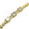 Oro Laminado Fancy Bracelet, Gold Filled Style with White Cubic Zirconia, Polished, Golden Finish, 03.283.0256.1.07 (05 MM Thickness, 7 Inches Length)