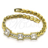 Oro Laminado Fancy Bracelet, Gold Filled Style with White Cubic Zirconia, Polished, Golden Finish, 03.283.0256.1.07 (05 MM Thickness, 7 Inches Length)