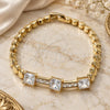 Oro Laminado Fancy Bracelet, Gold Filled Style with White Cubic Zirconia, Polished, Golden Finish, 03.283.0256.1.07 (05 MM Thickness, 7 Inches Length)