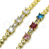 Oro Laminado Fancy Bracelet, Gold Filled Style with White Cubic Zirconia, Polished, Golden Finish, 03.283.0256.1.07 (05 MM Thickness, 7 Inches Length)