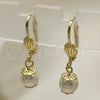 Oro Laminado Dangle Earring, Gold Filled Style Ball Design, with Ivory Pearl, Polished, Golden Finish, 02.63.2753