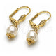 Oro Laminado Dangle Earring, Gold Filled Style Ball Design, with Ivory Pearl, Polished, Golden Finish, 02.63.2753