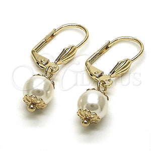 Gold Filled Ring — Dangle Earring Ball Design with Ivory Pearl Polished — main product view — SKU 149743 | Oro Laminado anillo — Dangle Earring Ball diseño with Ivory Pearl pulido — SKU 149743