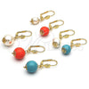 Oro Laminado Dangle Earring, Gold Filled Style Ball Design, with Ivory Pearl, Polished, Golden Finish, 02.63.2753