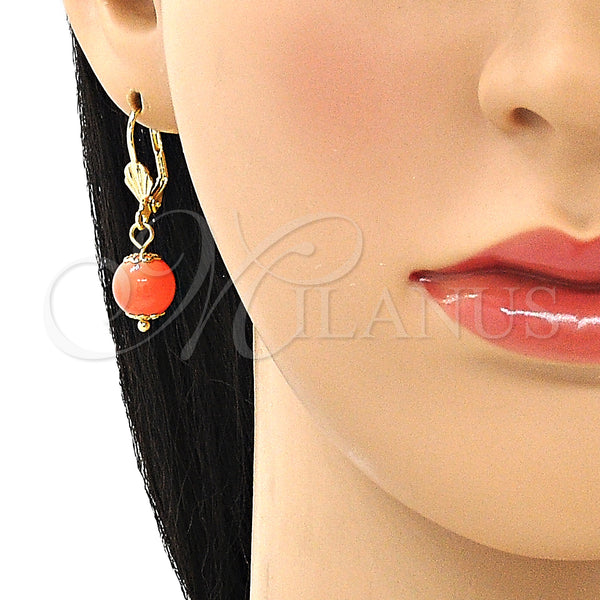 Gold Filled Ring — Dangle Earring Ball Design with Rose Pearl Polished — alternate product view — SKU 149745 | Oro Laminado anillo — Dangle Earring Ball diseño with Rose Pearl pulido — SKU 149745