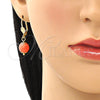 Oro Laminado Dangle Earring, Gold Filled Style Ball Design, with Rose Pearl, Polished, Golden Finish, 02.63.2754.1
