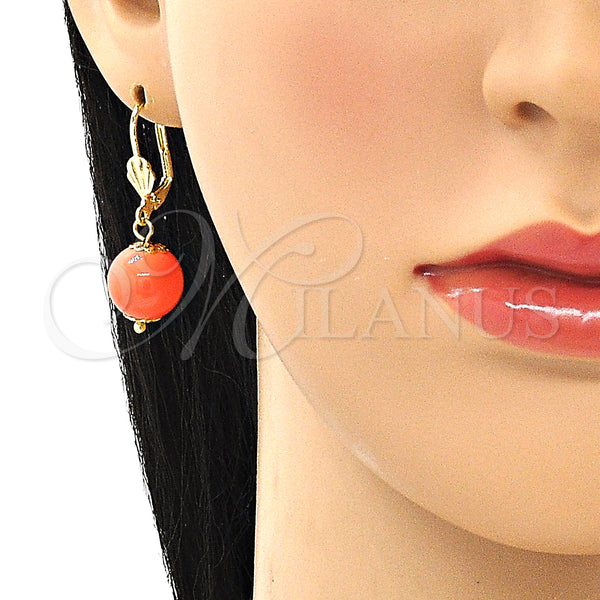Gold Filled Ring — Dangle Earring Ball Design with Rose Pearl Polished — alternate product view — SKU 149748 | Oro Laminado anillo — Dangle Earring Ball diseño with Rose Pearl pulido — SKU 149748