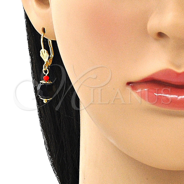 Gold Filled Ring — Dangle Earring Ball Design with Black and Garnet — alternate product view — SKU 149750 | Oro Laminado anillo — Dangle Earring Ball diseño with negro and Garnet — SKU 149750