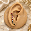 Oro Laminado Stud Earring, Gold Filled Style with Multicolor Cubic Zirconia, Polished, Golden Finish, 02.09.0215
