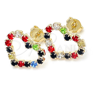 Gold Filled Ring — Stud Earring Heart Design with Multicolor Cubic Zirconia — main product view — SKU 149761 | Oro Laminado anillo — Stud Earring corazón diseño with Multicolor Cubic Zirconia — SKU 149761