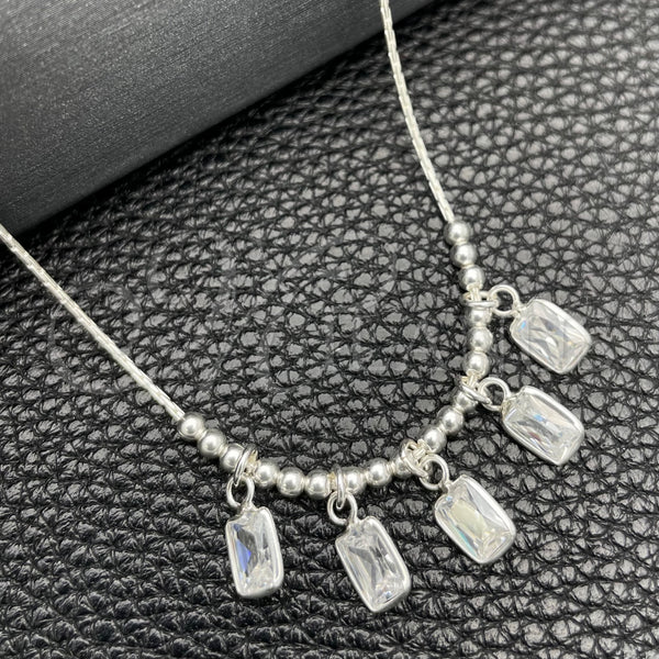 Sterling Silver Necklace — Fancy Necklace Snake and Ball Design with White — main product view — SKU 149763 | Plata 925 collar — elegante Necklace Snake and Ball diseño with blanco — SKU 149763