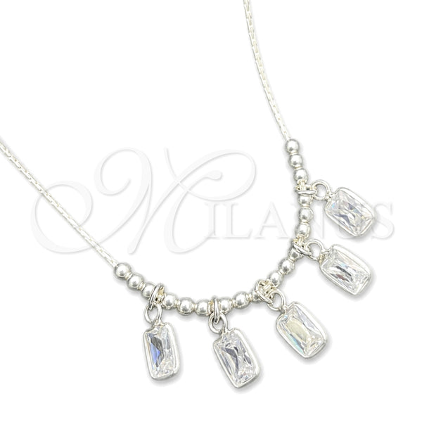 Sterling Silver Necklace — Fancy Necklace Snake and Ball Design with White — main product view — SKU 149763 | Plata 925 collar — elegante Necklace Snake and Ball diseño with blanco — SKU 149763