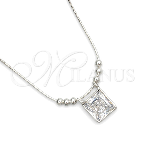 Sterling Silver Necklace — Fancy Necklace Snake and Ball Design with White — main product view — SKU 149764 | Plata 925 collar — elegante Necklace Snake and Ball diseño with blanco — SKU 149764