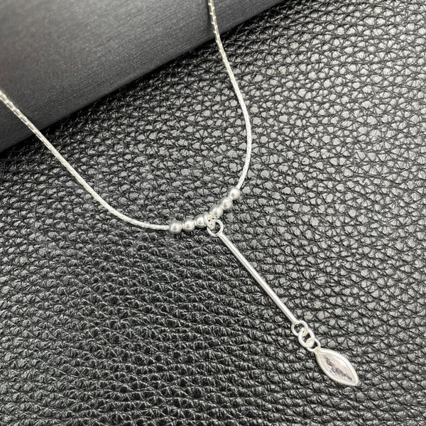 Sterling Silver Fancy Necklace, Snake and Ball Design, with White Cubic Zirconia, Polished, Silver Finish, 04.401.0004.18 (02 MM Thickness, 18 Inches Length)