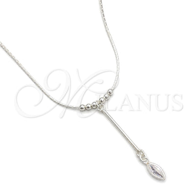 Sterling Silver Fancy Necklace, Snake and Ball Design, with White Cubic Zirconia, Polished, Silver Finish for wholesale, main product view