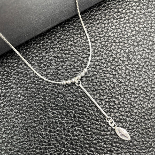 Sterling Silver Necklace — Fancy Necklace Snake and Ball Design with White — main product view — SKU 149766 | Plata 925 collar — elegante Necklace Snake and Ball diseño with blanco — SKU 149766