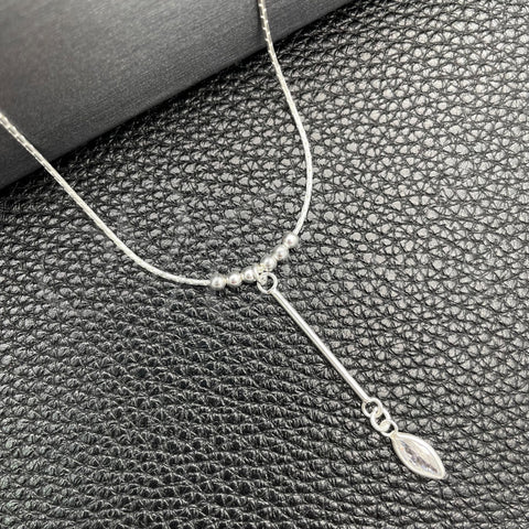 Sterling Silver Fancy Necklace, Snake and Ball Design, with White Cubic Zirconia, Polished, Silver Finish, 04.401.0004.18 (02 MM Thickness, 18 Inches Length)