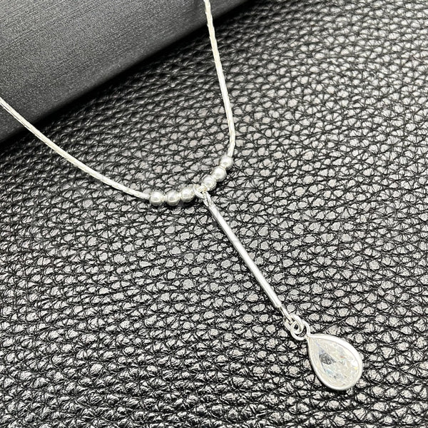 Sterling Silver Fancy Necklace, Snake and Ball Design, with White Cubic Zirconia, Polished, Silver Finish, 04.401.0005.18 (02 MM Thickness, 18 Inches Length)