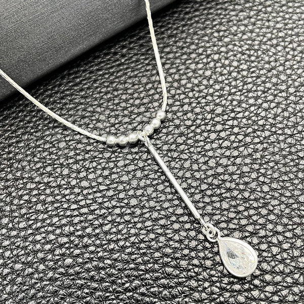 Sterling Silver Necklace — Fancy Necklace Snake and Ball Design with White — main product view — SKU 149767 | Plata 925 collar — elegante Necklace Snake and Ball diseño with blanco — SKU 149767