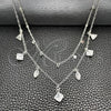 Sterling Silver Fancy Necklace, Ball and Rolo Design, with White Cubic Zirconia, Polished, Silver Finish, 04.401.0007.18 (02 MM Thickness, 18 Inches Length)