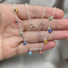 Sterling Silver Fancy Necklace, Evil Eye and Rolo Design, with Multicolor Crystal, Polished, Silver Finish, 04.401.0011.18 (02 MM Thickness, 18 Inches Length)