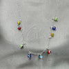 Sterling Silver Fancy Necklace, Evil Eye and Rolo Design, with Multicolor Crystal, Polished, Silver Finish, 04.401.0011.18 (02 MM Thickness, 18 Inches Length)