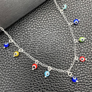 Sterling Silver Necklace — Fancy Necklace Evil Eye and Rolo Design with — main product view — SKU 149773 | Plata 925 collar — elegante Necklace Evil Eye and Rolo diseño with — SKU 149773