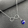 Sterling Silver Fancy Necklace, Evil Eye and Rolo Design, with White Crystal, Polished, Silver Finish, 04.401.0013.18 (02 MM Thickness, 18 Inches Length)