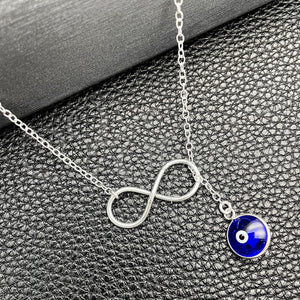 Sterling Silver Necklace — Fancy Necklace Evil Eye and Rolo Design with — main product view — SKU 149775 | Plata 925 collar — elegante Necklace Evil Eye and Rolo diseño with — SKU 149775