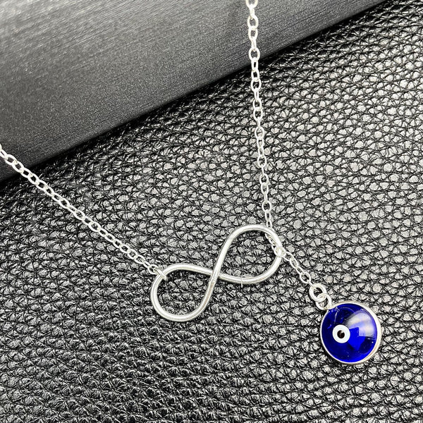 Sterling Silver Necklace — Fancy Necklace Evil Eye and Rolo Design with — main product view — SKU 149775 | Plata 925 collar — elegante Necklace Evil Eye and Rolo diseño with — SKU 149775