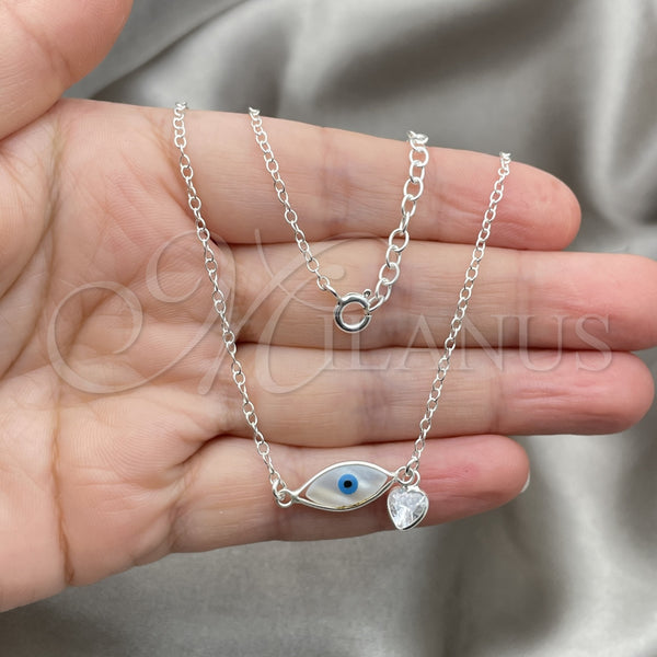 Sterling Silver Necklace — Fancy Necklace Evil Eye and Rolo Design with — alternate product view — SKU 149776 | Plata 925 collar — elegante Necklace Evil Eye and Rolo diseño with — SKU 149776