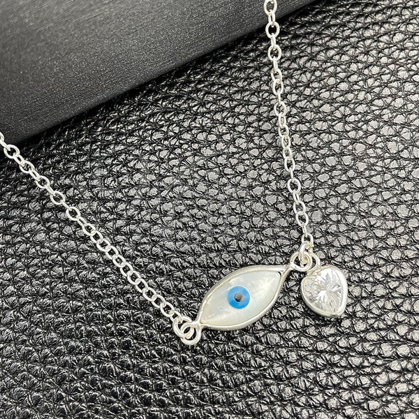 Sterling Silver Necklace — Fancy Necklace Evil Eye and Rolo Design with — main product view — SKU 149776 | Plata 925 collar — elegante Necklace Evil Eye and Rolo diseño with — SKU 149776