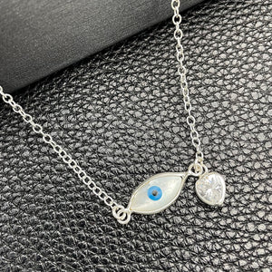 Sterling Silver Necklace — Fancy Necklace Evil Eye and Rolo Design with — main product view — SKU 149776 | Plata 925 collar — elegante Necklace Evil Eye and Rolo diseño with — SKU 149776