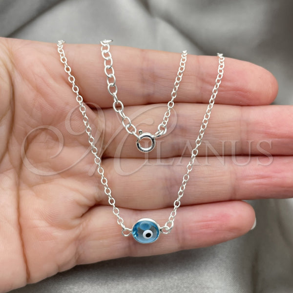 Sterling Silver Necklace — Fancy Necklace Evil Eye and Rolo Design with — alternate product view — SKU 149777 | Plata 925 collar — elegante Necklace Evil Eye and Rolo diseño with — SKU 149777