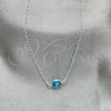 Sterling Silver Fancy Necklace, Evil Eye and Rolo Design, with Turquoise Crystal, Polished, Silver Finish, 04.401.0015.18 (02 MM Thickness, 18 Inches Length)