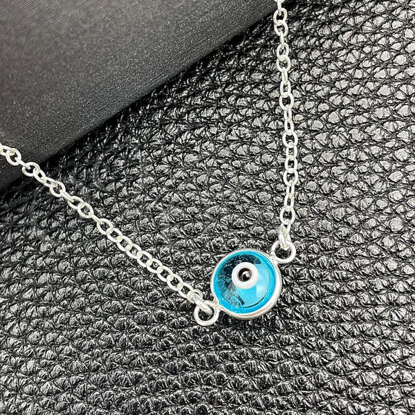 Sterling Silver Necklace — Fancy Necklace Evil Eye and Rolo Design with — main product view — SKU 149777 | Plata 925 collar — elegante Necklace Evil Eye and Rolo diseño with — SKU 149777