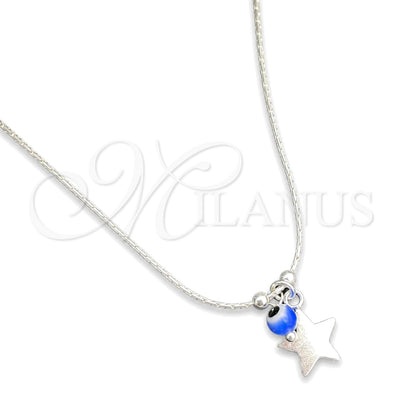 Sterling Silver Fancy Necklace, Evil Eye and Snake Design, with White Crystal, Polished, Silver Finish for wholesale, main product view