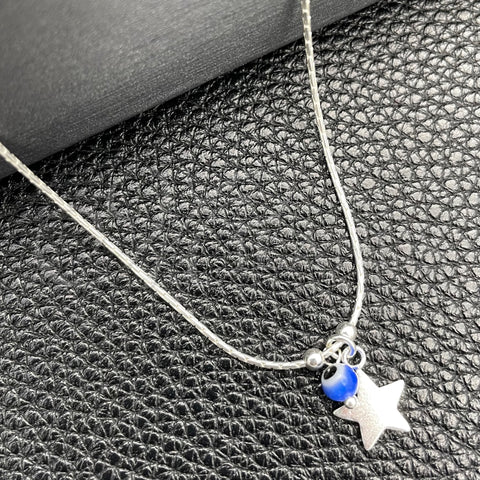 Sterling Silver Fancy Necklace, Evil Eye and Snake Design, with White Crystal, Polished, Silver Finish, 04.402.0001.18 (06 MM Thickness, 18 Inches Length)