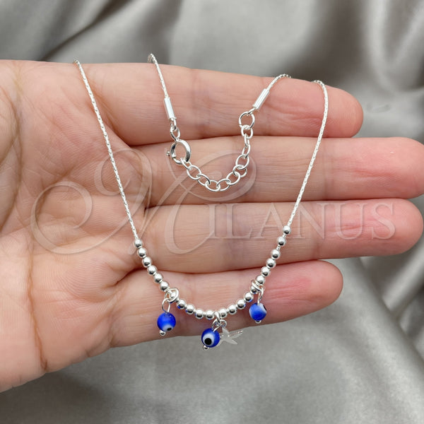 Sterling Silver Necklace — Fancy Necklace Snake and Ball Design with Blue — alternate product view — SKU 149779 | Plata 925 collar — elegante Necklace Snake and Ball diseño with Blue — SKU 149779