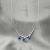 Sterling Silver Fancy Necklace, Snake and Ball Design, with Blue Topaz Crystal, Polished, Silver Finish, 04.402.0002.18 (06 MM Thickness, 18 Inches Length)