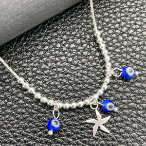 Sterling Silver Necklace — Fancy Necklace Snake and Ball Design with Blue — main product view — SKU 149779 | Plata 925 collar — elegante Necklace Snake and Ball diseño with Blue — SKU 149779