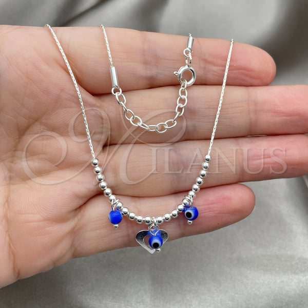 Sterling Silver Necklace — Fancy Necklace Snake and Ball Design with Blue — alternate product view — SKU 149780 | Plata 925 collar — elegante Necklace Snake and Ball diseño with Blue — SKU 149780
