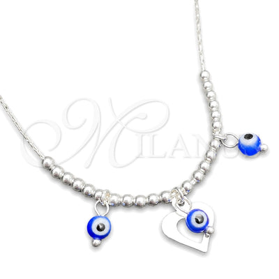 Sterling Silver Fancy Necklace, Snake and Ball Design, with Blue Topaz Crystal, Polished, Silver Finish for wholesale, main product view