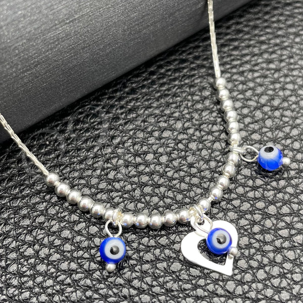 Sterling Silver Fancy Necklace, Snake and Ball Design, with Blue Topaz Crystal, Polished, Silver Finish, 04.402.0003.18 (06 MM Thickness, 18 Inches Length)