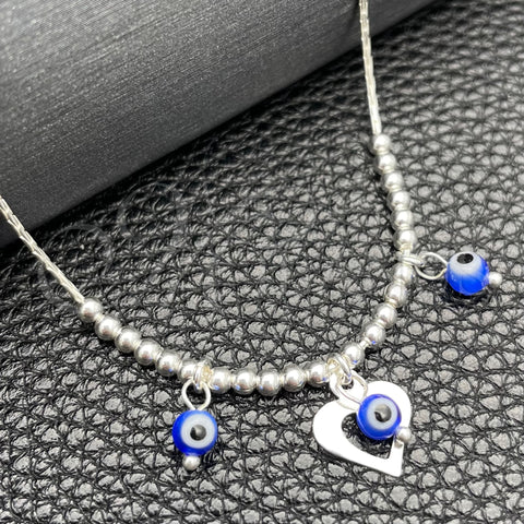 Sterling Silver Fancy Necklace, Snake and Ball Design, with Blue Topaz Crystal, Polished, Silver Finish, 04.402.0003.18 (06 MM Thickness, 18 Inches Length)