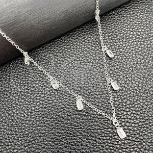 Sterling Silver Necklace — Fancy Necklace Rolo and Ball Design with White — main product view — SKU 149781 | Plata 925 collar — elegante Necklace Rolo and Ball diseño with blanco — SKU 149781
