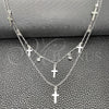 Sterling Silver Fancy Necklace, Rolo and Cross Design, with White Cubic Zirconia, Polished, Silver Finish, 04.402.0005.18 (06 MM Thickness, 18 Inches Length)