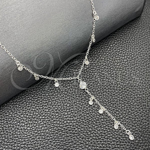 Sterling Silver Necklace — Fancy Necklace Rolo and Ball Design with White — main product view — SKU 149783 | Plata 925 collar — elegante Necklace Rolo and Ball diseño with blanco — SKU 149783